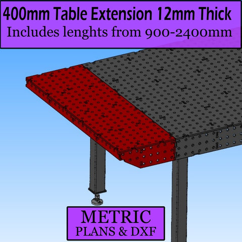 400mm Extension Table, 12mm plate, PDF & DXF files