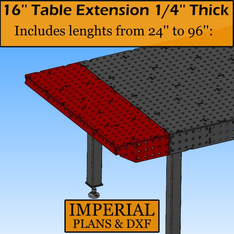 16'' Extension Table, 1/4'' plate, PDF & DXF files